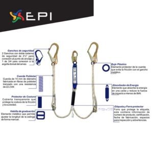 Eslinga graduable de detencion en cuerda ref 50-23